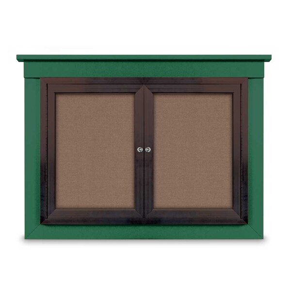 60"x36" 2-Door Enclosed Outdoor Letterboard, Hdr, Blue Felt/Bronze